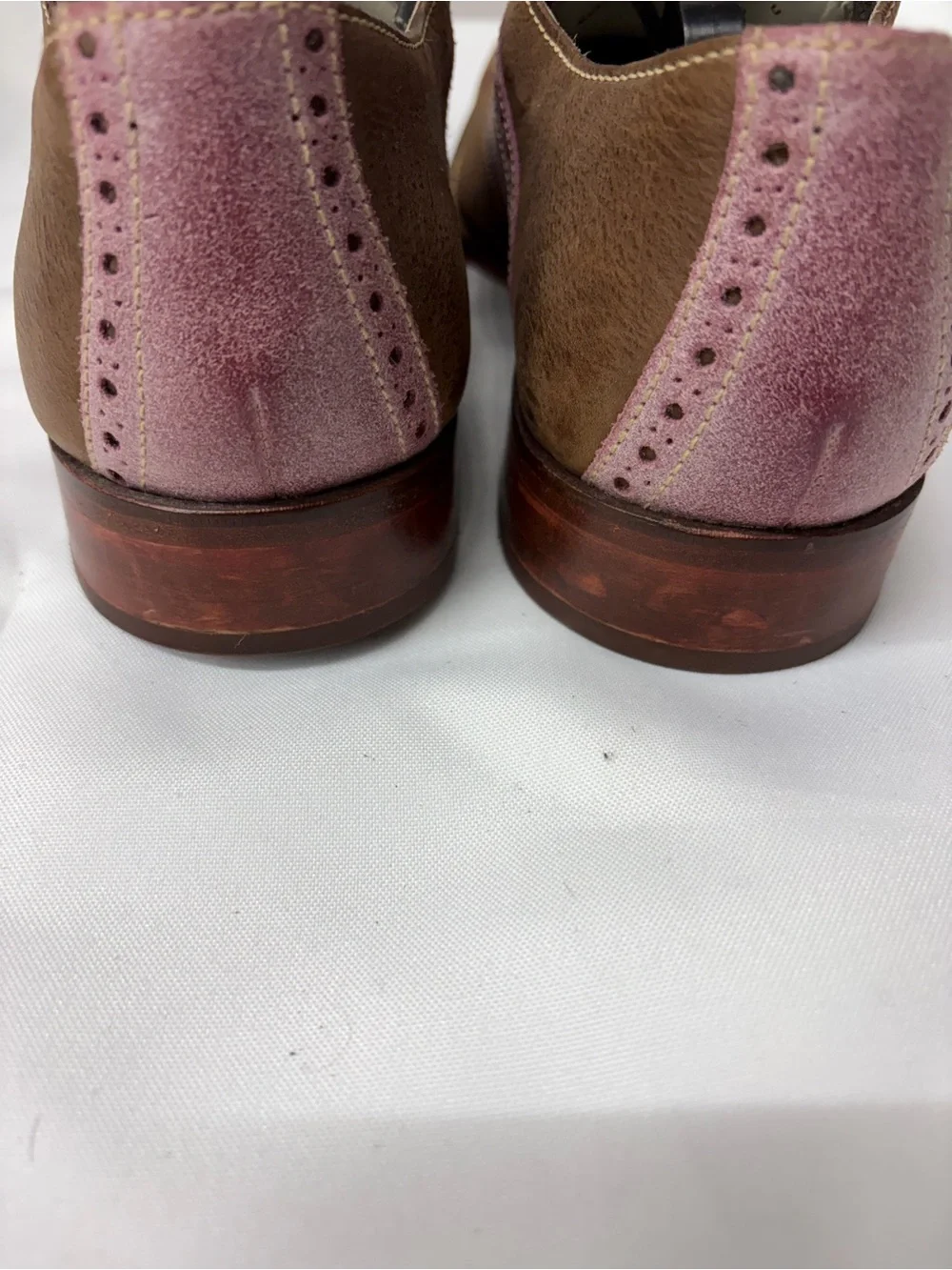 Cole Haan Brown Leather and Pink Suede Derby Oxfords